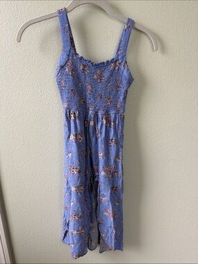 art class Blue Floral Smocked One-Piece Romper